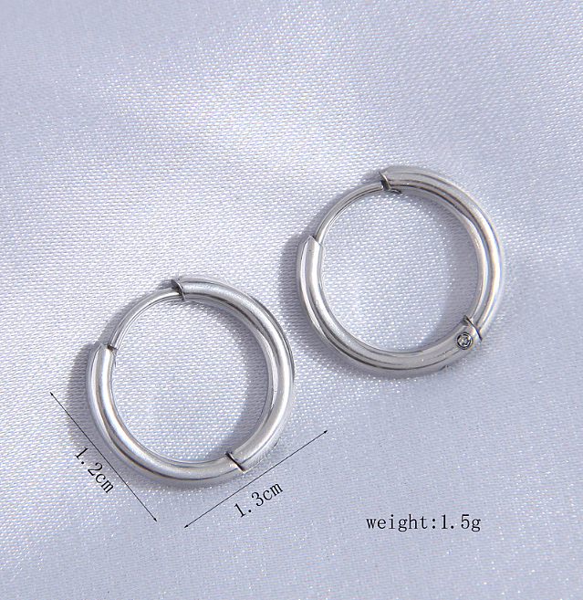 1 Pair Simple Style Round Stainless Steel  Hoop Earrings