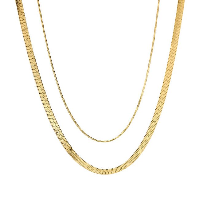 Simple Double Snake Chain Gold-plated Stainless Steel  Necklace