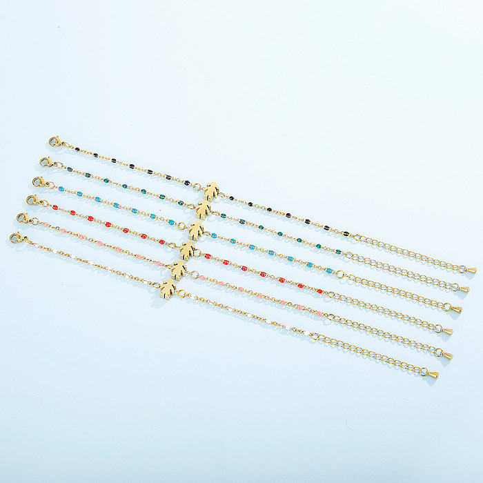 Einfache Farbblock-Armbänder aus Edelstahl mit 18-Karat-Vergoldung