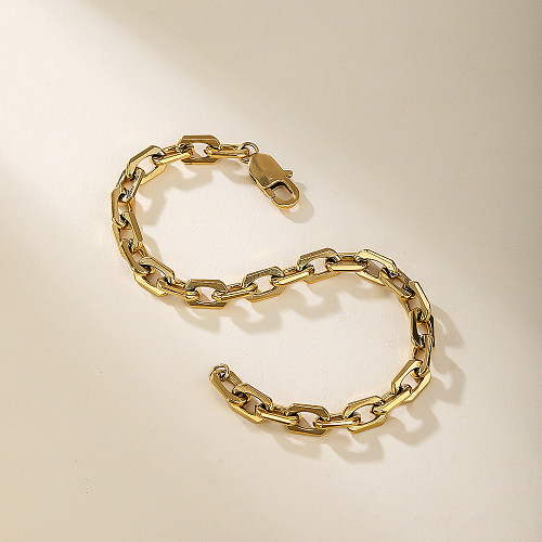 Bracelets plaqués or 18 carats, Style Simple, Streetwear, couleur unie, acier inoxydable, titane, vente en gros