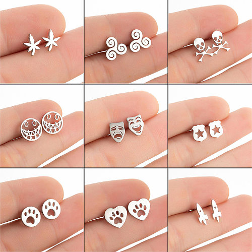 Boucles d'oreilles géométriques en acier inoxydable pour femmes, Style Simple, sans clous d'oreille incrustés