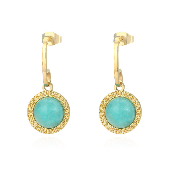 Boucles d'oreilles créatives en acier inoxydable Turquoise, bijoux, vente en gros, nouvelle collection