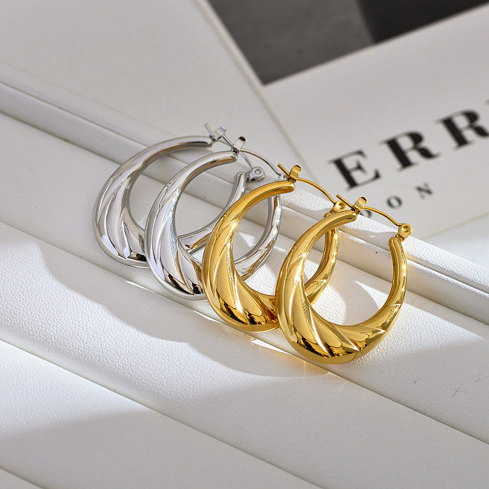 1 Pair Roman Style Streetwear Geometric Plating Stainless Steel  18K Gold Plated Earrings