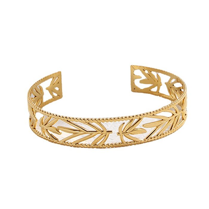 Fashion Leaves Stainless Steel Plating Bangle 1 Piece