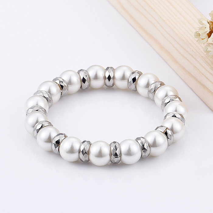 European And American Fashion Simple White Turquoise Beaded Bracelet Personality Hipster Women's Elastic String Bracelet Wholesale