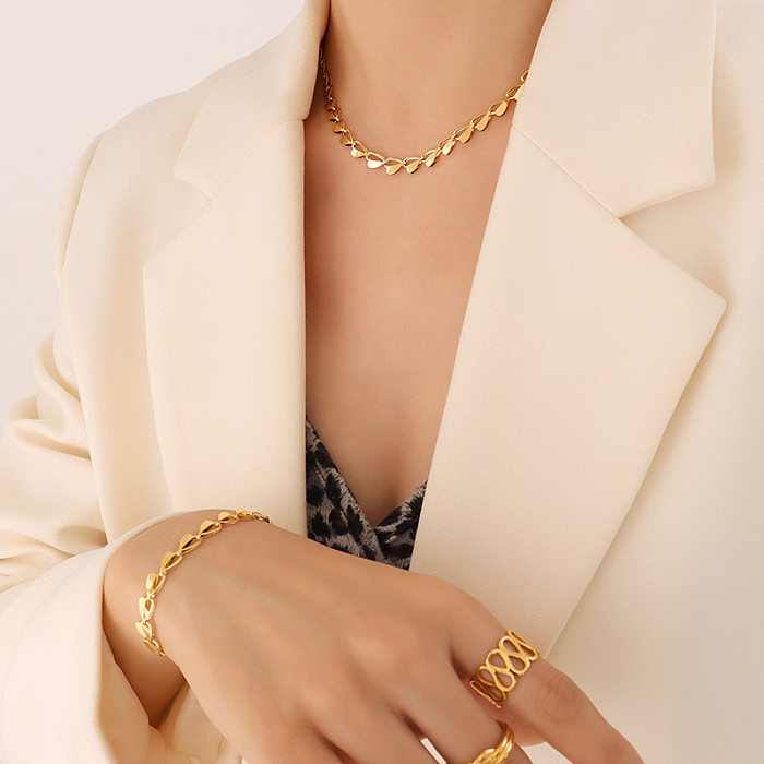 Bracelets géométriques en acier inoxydable pour femmes, collier plaqué sans incrustation, colliers en acier inoxydable