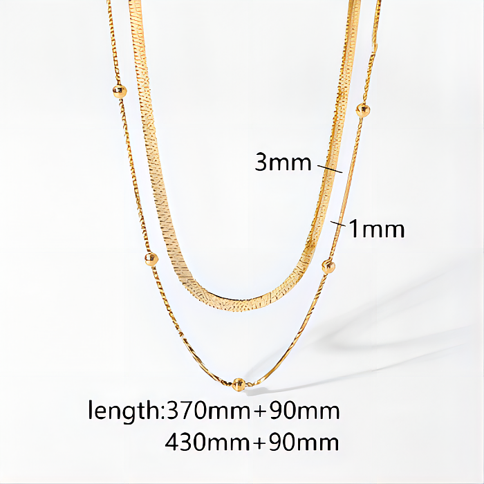 Schlichter Stil, Kreis-Edelstahl, 18 Karat vergoldet, doppellagige Halsketten, Halskette in großen Mengen