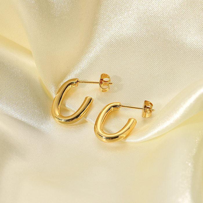 1 Paar quadratische 18-Karat-vergoldete Edelstahl-Ohrringe im IG-Stil