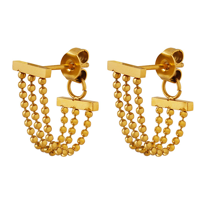 1 Pair Casual Modern Style Solid Color Stainless Steel Plating 18K Gold Plated Earrings