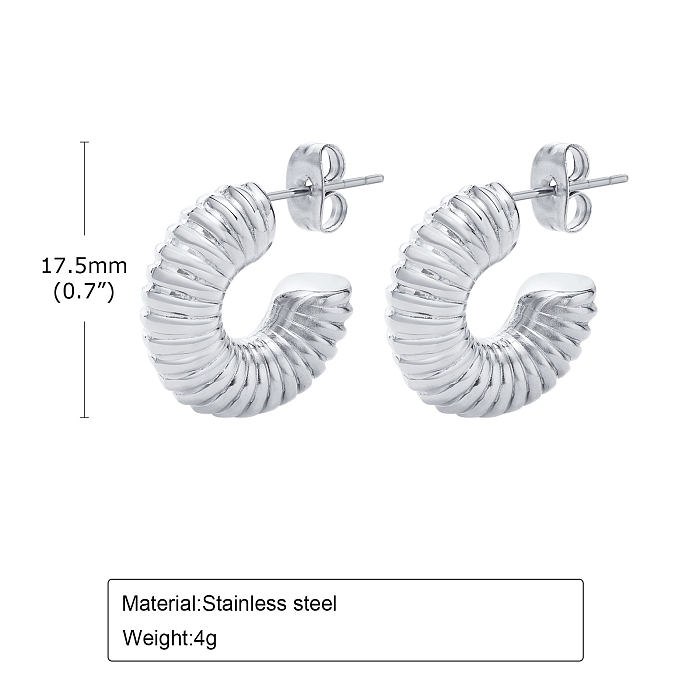 Fashion Round Stainless Steel Plating Hoop Earrings 1 Pair