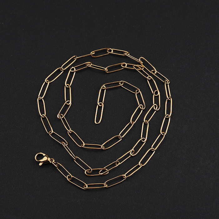 Jóias simples de aço inoxidável oval corrente pulseira colar jóias atacado