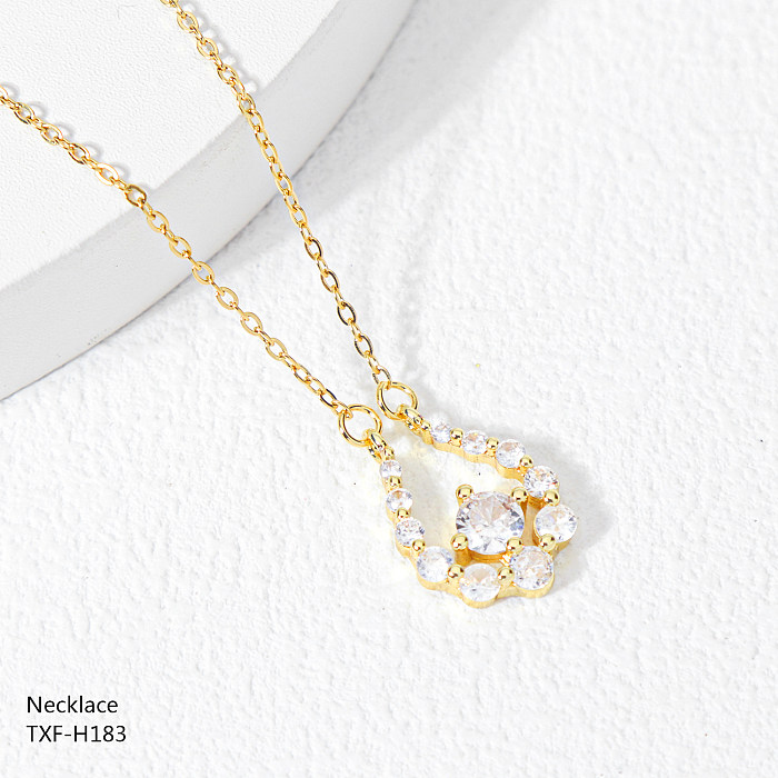 Three-Dimensional Zircon Geometric Decorative Pendant Necklace