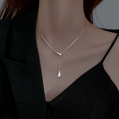 Simple Style Solid Color Stainless Steel Patchwork Pendant Necklace