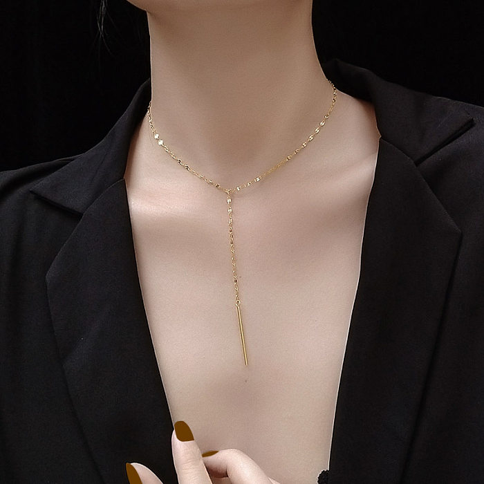Moda Digital Collar en forma de Y Borla en forma de Y Collar corto Collar de clavícula Collar de acero inoxidable Joyería al por mayor
