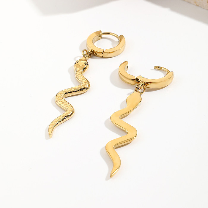 Retro Snake Stainless Steel  Polishing Plating 14K Gold Plated Drop Earrings