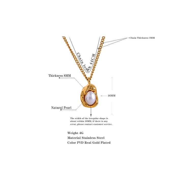 1 Stück Retro-Halskette mit geometrischem Edelstahlüberzug und künstlichen Perlen