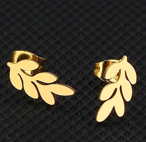 1 Pair Fashion Leaves Stainless Steel Ear Studs
