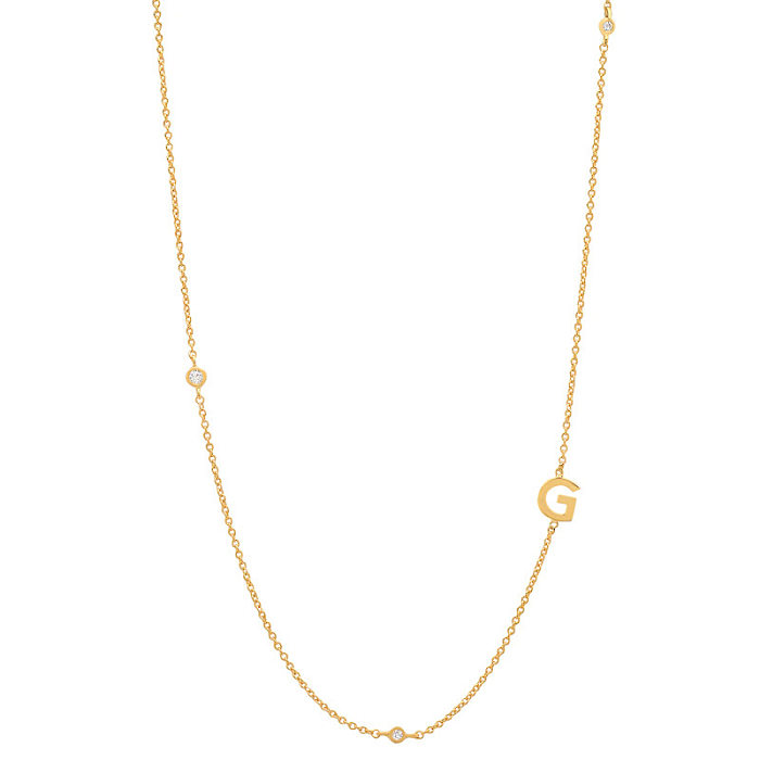 Simple Style Streetwear Letter Stainless Steel Plating Zircon 18K Gold Plated Necklace