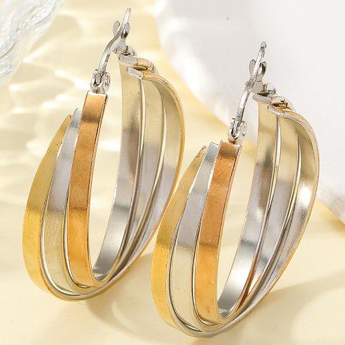 1 Pair Simple Style Artistic Round Polishing Plating Stainless Steel 18K Gold Plated Earrings