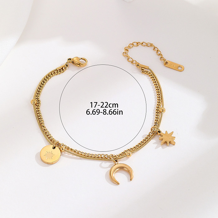 Wholesale Vintage Style Solid Color Stainless Steel Plating 18K Gold Plated Bracelets