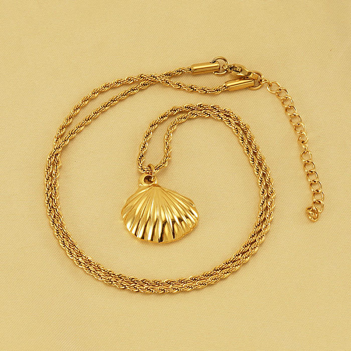 Vacation Shell Stainless Steel  Plating 18K Gold Plated Pendant Necklace
