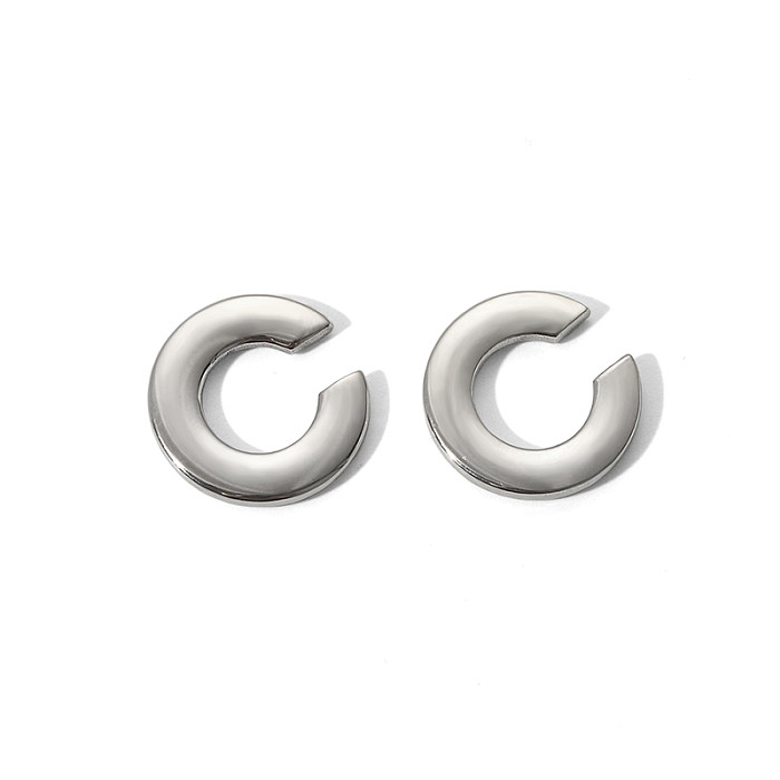 1 paire de clous d'oreilles rétro en acier inoxydable plaqué or 18 carats, couleur unie