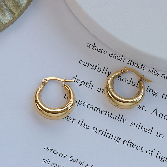 European And American Simple C-shaped Geometric Stainless Steel 18K Gold Plated Earrings