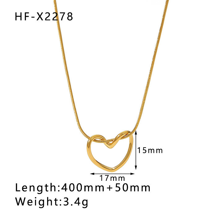 Einfache Wassertropfen-Herzform-Halskette aus Edelstahl mit Edelstahlbeschichtung