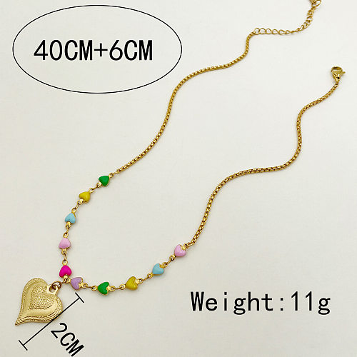 Fashion Heart Shape Stainless Steel  Enamel Plating Pendant Necklace 1 Piece