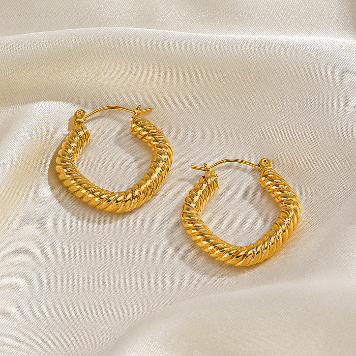 1 Paar schlichte Rhombus Twist Plating-Ohrringe aus Edelstahl mit 18-Karat-Vergoldung
