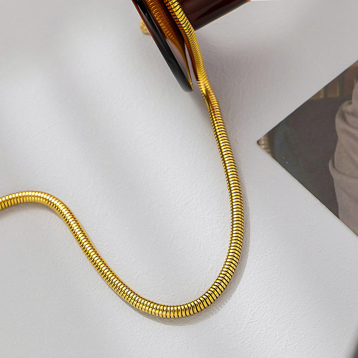 Hip-Hop Solid Color Stainless Steel Plating Necklace