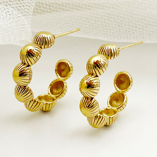 1 Pair Elegant Sweet Simple Style C Shape Plating Stainless Steel  Gold Plated Earrings