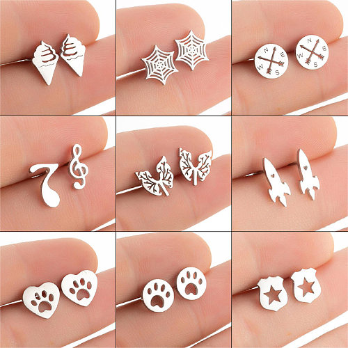 1 Pair Simple Style Ice Cream Stainless Steel  Plating Ear Studs