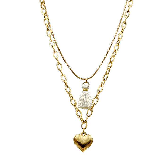 Simple Style Classic Style Heart Shape Stainless Steel  Plating Gold Plated Necklace