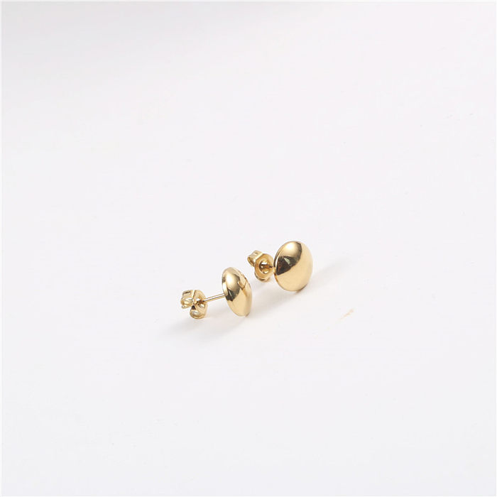 Simple Style Round Solid Color Stainless Steel Ear Studs 1 Pair