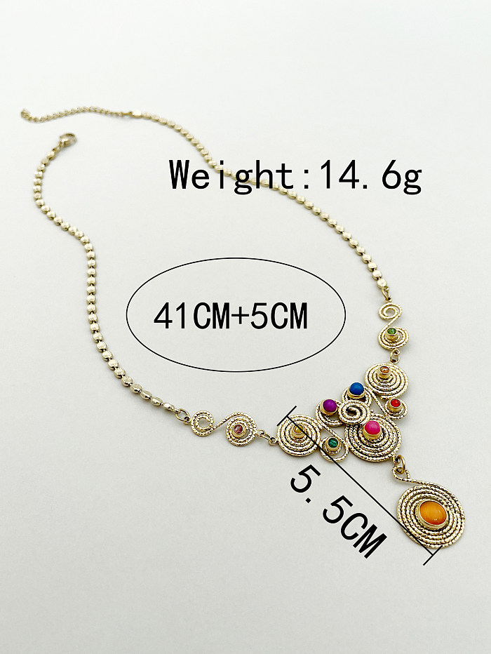 Elegant Luxurious The Answer Stainless Steel  Enamel Plating Inlay Zircon Gold Plated Pendant Necklace