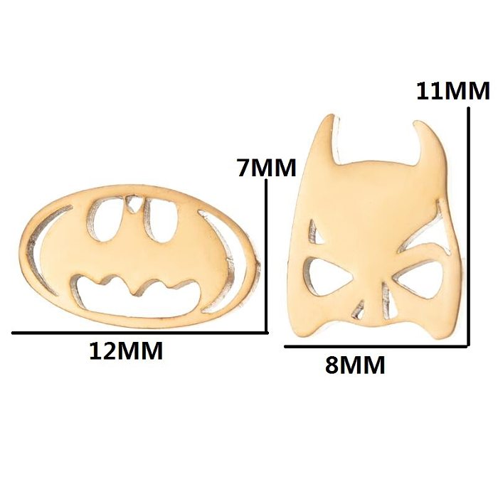 1 par de pendientes chapados en acero inoxidable con calavera a la moda