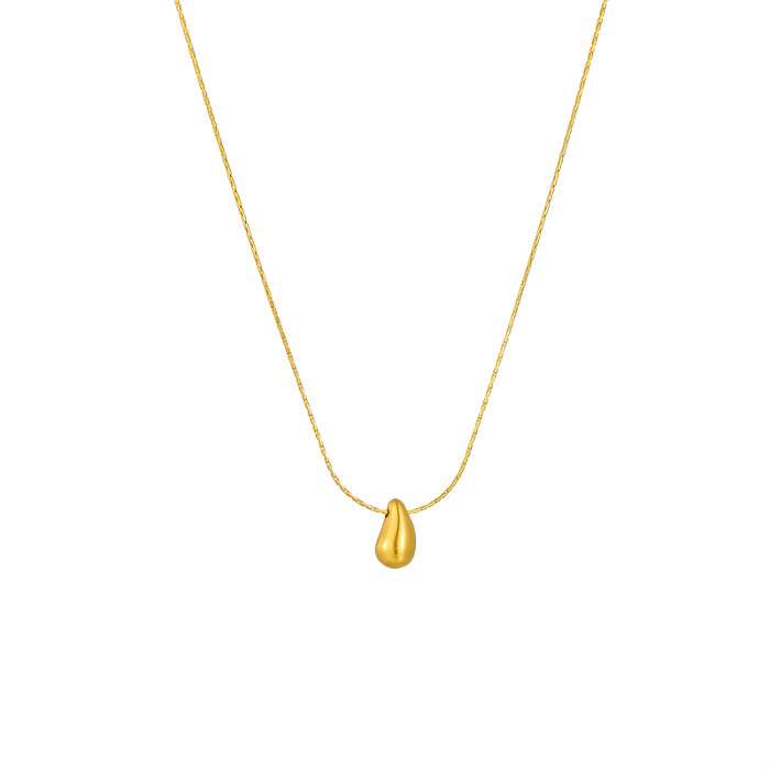 Simple Style Water Droplets Solid Color Stainless Steel Plating 18K Gold Plated Pendant Necklace