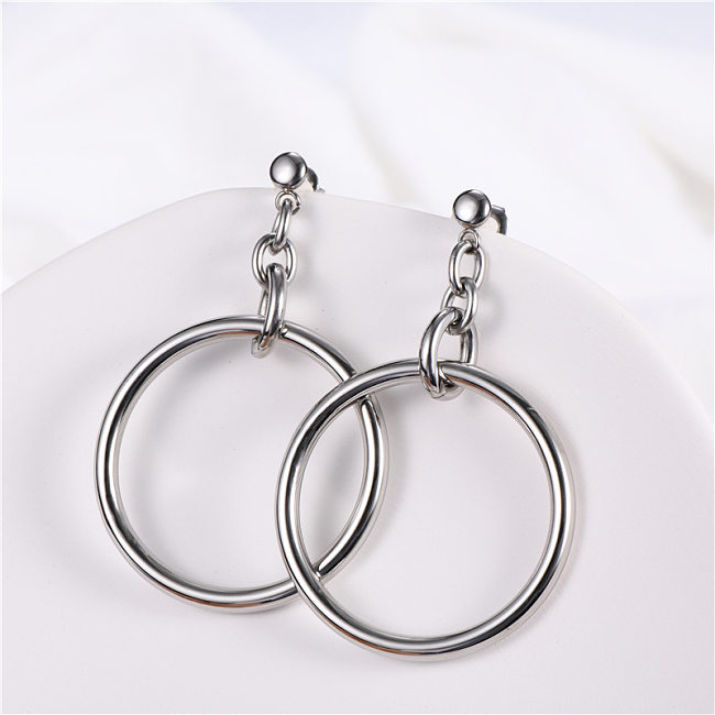 1 paire de boucles d'oreilles pendantes en acier inoxydable, Style Simple, couleur unie, ajouré