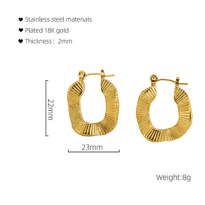 1 Paar geometrische Retro-Ohrringe aus Edelstahl mit 18-karätiger Vergoldung