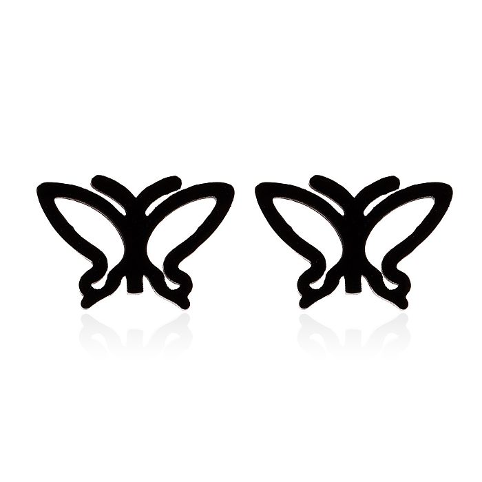1 paire de clous d'oreilles papillon rétro plaqués en acier inoxydable, ajourés