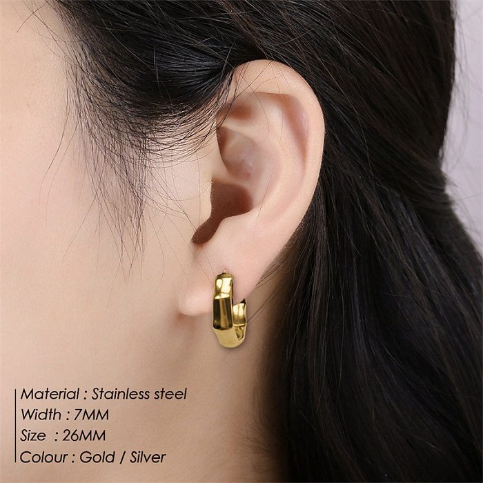 Boucles d'oreilles géométriques en acier inoxydable à la mode, placage de boucles d'oreilles en acier inoxydable
