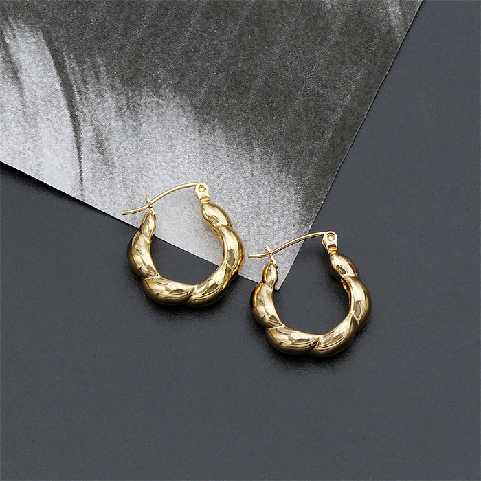 1 Pair Casual Modern Style Classic Style U Shape Plating Stainless Steel  14K Gold Plated Earrings