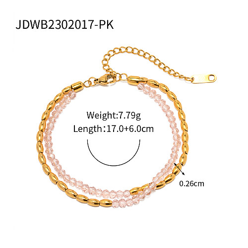 INS Style Simple Style Classic Style Solid Color Stainless Steel Beaded Beaded Plating Beads 18K Gold Plated Bracelets