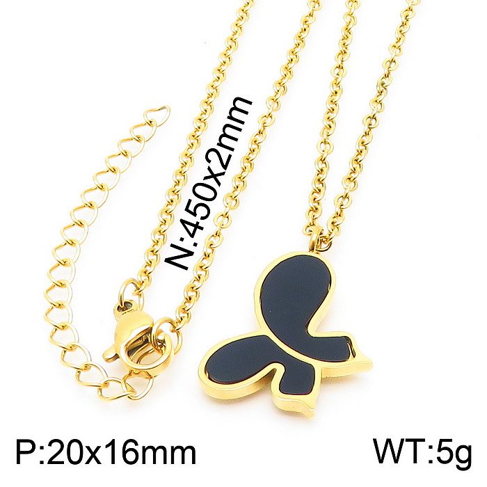 Sweet Butterfly Stainless Steel  Plating Acrylic Pendant Necklace 1 Piece