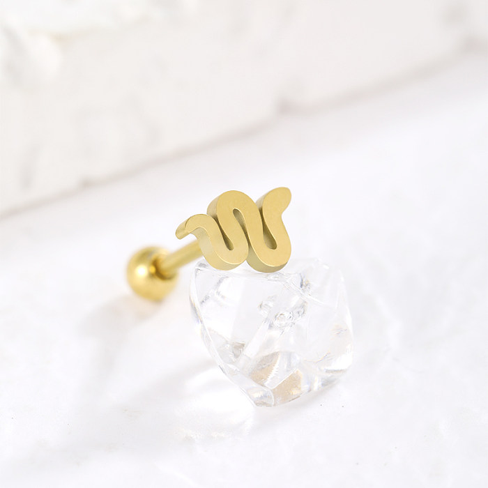 1 Piece Retro Commute Snake Plating Stainless Steel  Ear Studs