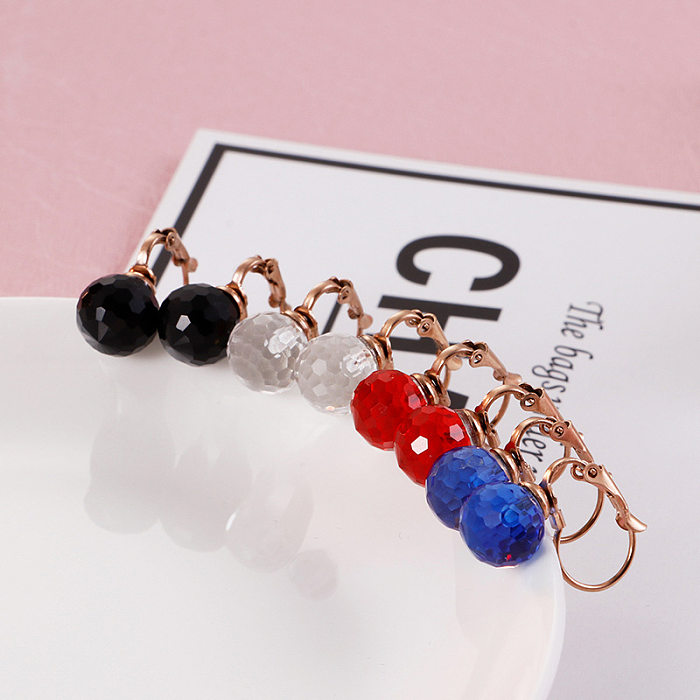 New Colorful Crystal Glass Short Fashion Simple Stainless Steel  Jewelry