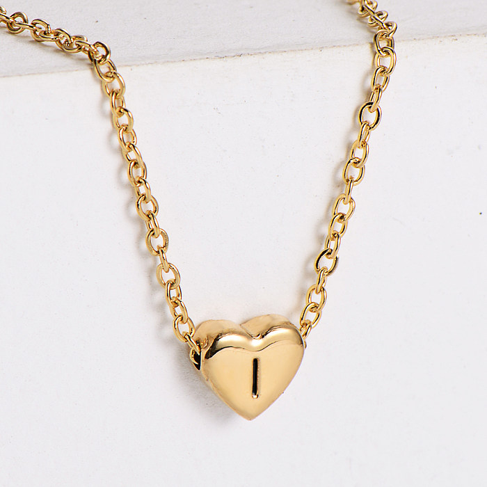 Collar con colgante chapado en oro de acero inoxidable con forma de corazón y letra dulce, 1 pieza