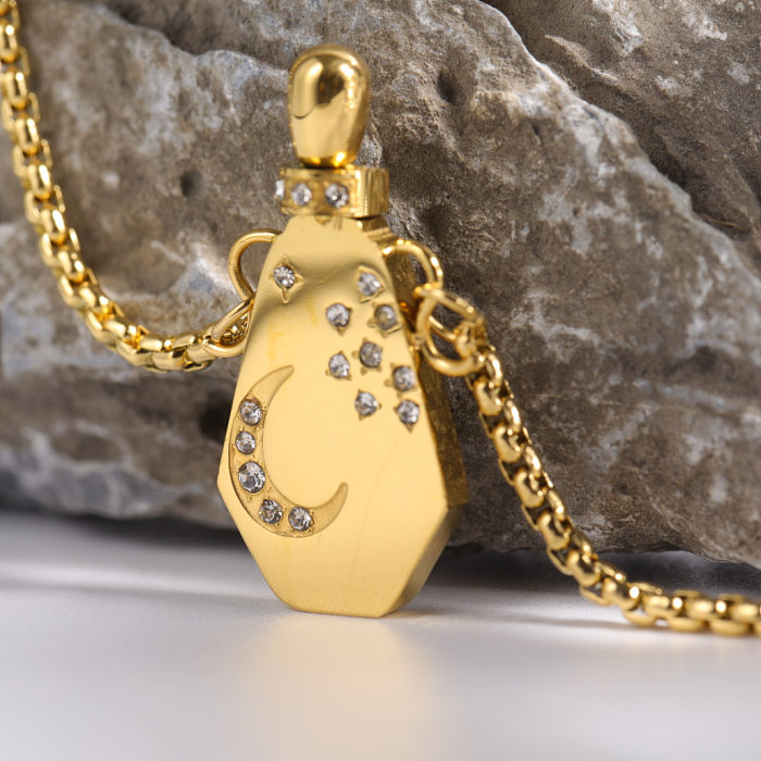 Fashion Bottle Stainless Steel  Plating Zircon Pendant Necklace 1 Piece
