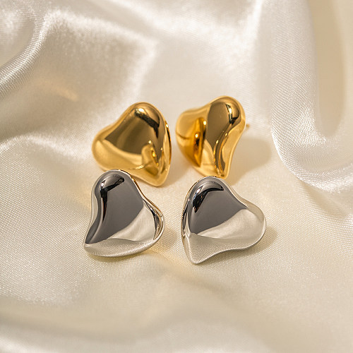 1 par de brincos de orelha de aço inoxidável em formato de coração estilo INS